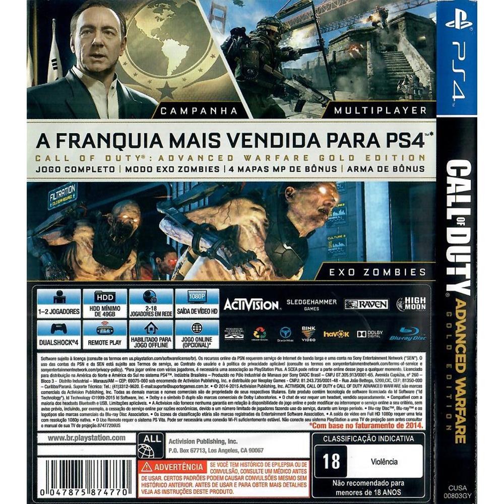 Call Of Duty Advanced Warfare Ps4 #1 (Com Detalhe) (Jogo Mídia Física) -  Arena Games - Loja Geek